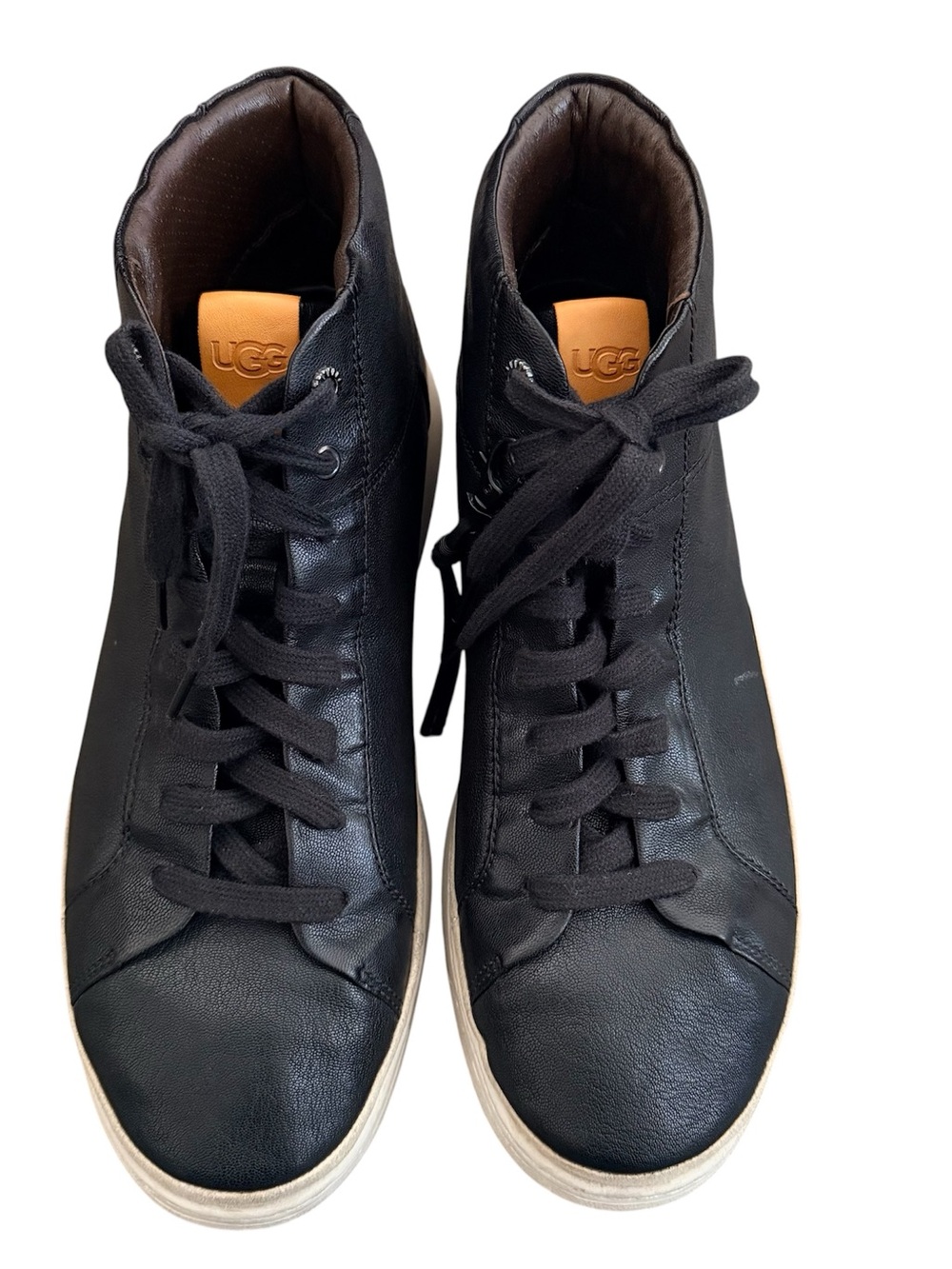 UGG Cali Men Sneakers Black Leather Lace Up Hi Top Comfort Casual Shoes size 11
